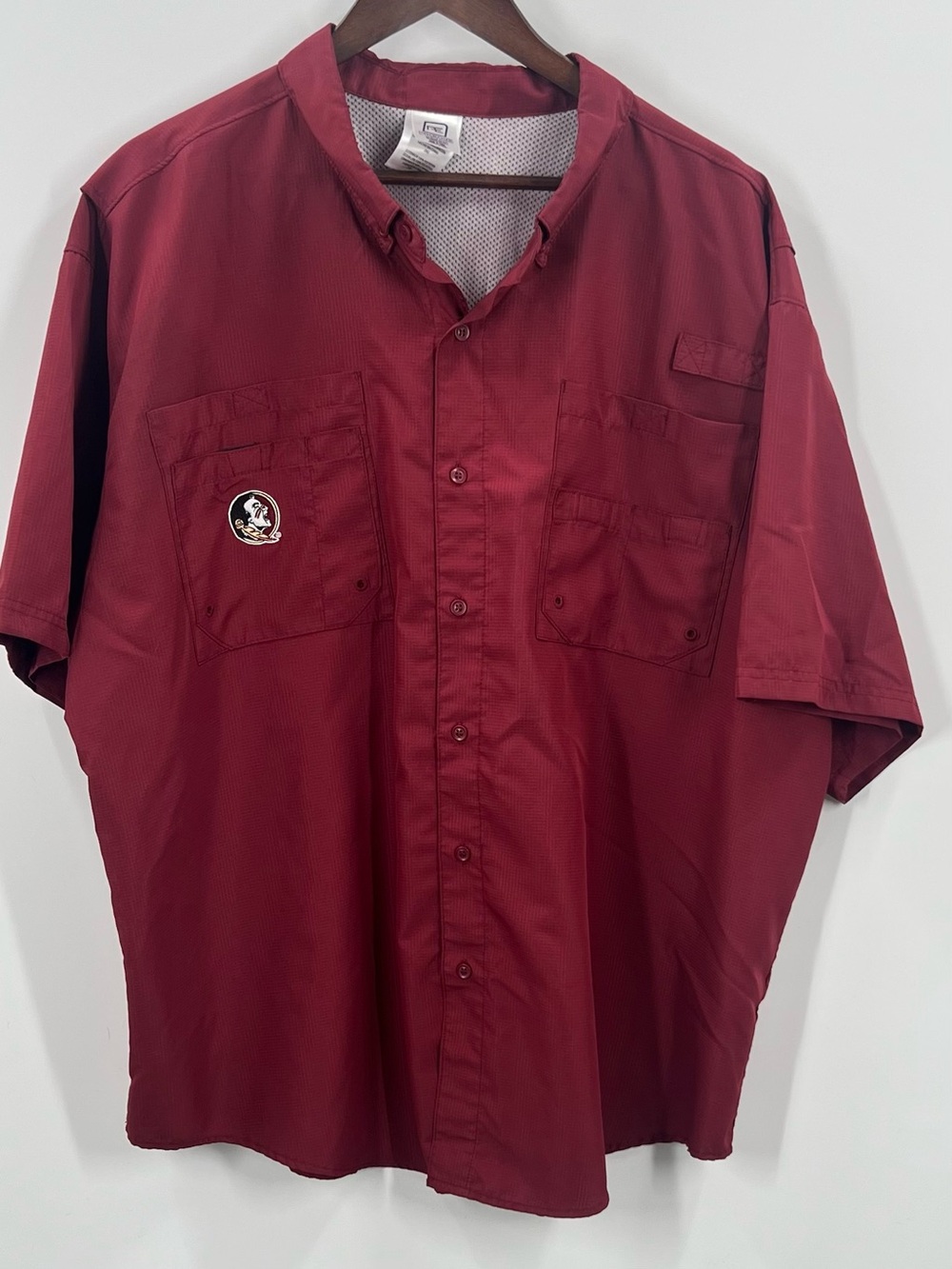 A-019 FSU Knights Apparel Short-Sleeve Button-Up Shirt in Burgundy